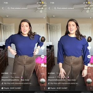 Blue long-sleeved knit shirt